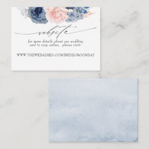 Bröllop webbplats Dusty Blue och Rosa Flowers Visitkort