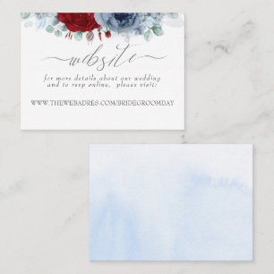 Bröllop webbplats Dusty Blue Red Flowers Visitkort