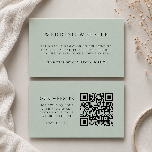 Bröllop webbplats | Elegant Chic OSA QR-kod Tilläggskort (Direct guests seamlessly to your wedding website using this smart scannable enclosure card)