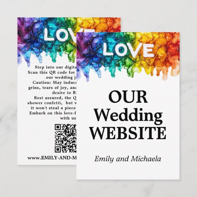 🌈 Bröllop webbplats LGBTQ målad med Kärlek Tilläggskort (Fram/baksida)