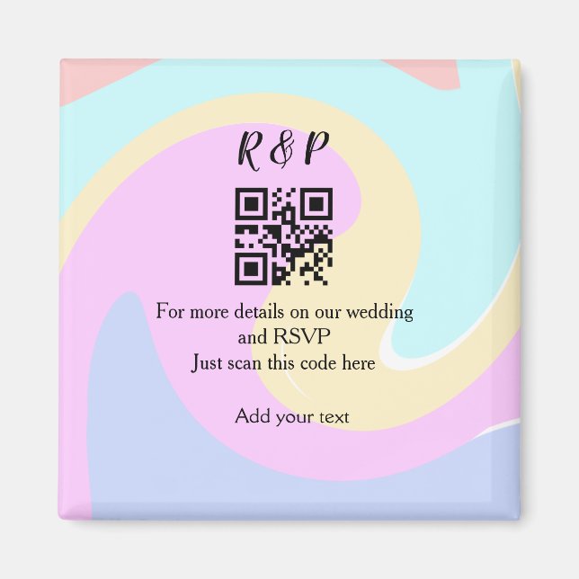 Bröllop webbplats osa q r kod lägg till namn magnet (Framsidan)