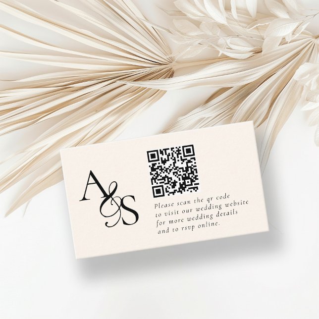 Bröllop webbplats, OSA, QR-kod, Elegant, Monogram Tilläggskort (Skapare uppladdad)