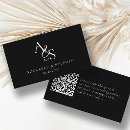 Bröllop webbplats, OSA, QR-kod, Elegant, Monogram Tilläggskort