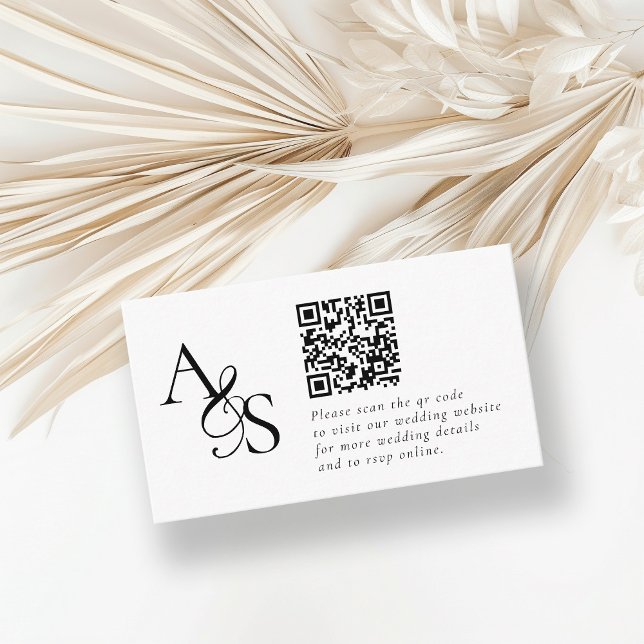 Bröllop webbplats, OSA, QR-kod, Elegant, Monogram Tilläggskort (Skapare uppladdad)