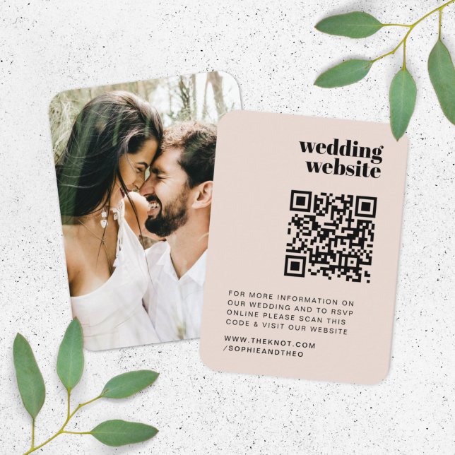 Bröllop webbplats | OSA QR-kodsfotoåtertagare Tilläggskort (Direct guests seamlessly to your wedding website using this feminine QR code photo enclosure card)