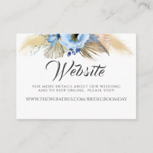 Bröllop webbplats Pampas Grass Dusty Blue-Blommig Visitkort