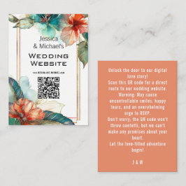 Bröllop webbplats + QR Hibiscus Sergranat Paradise Tilläggskort