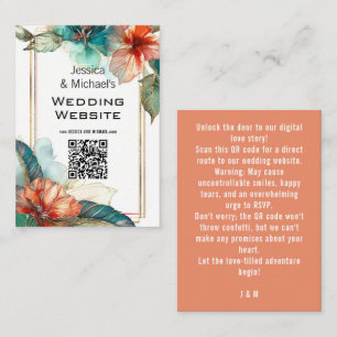 Bröllop webbplats + QR Hibiscus Sergranat Paradise Tilläggskort