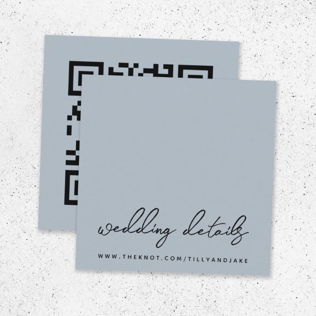 Bröllop-webbplats QR-kod Minimalistisk OSA av blåt Tilläggskort (Direct guests seamlessly to your wedding website using this smart minimal enclosure card)