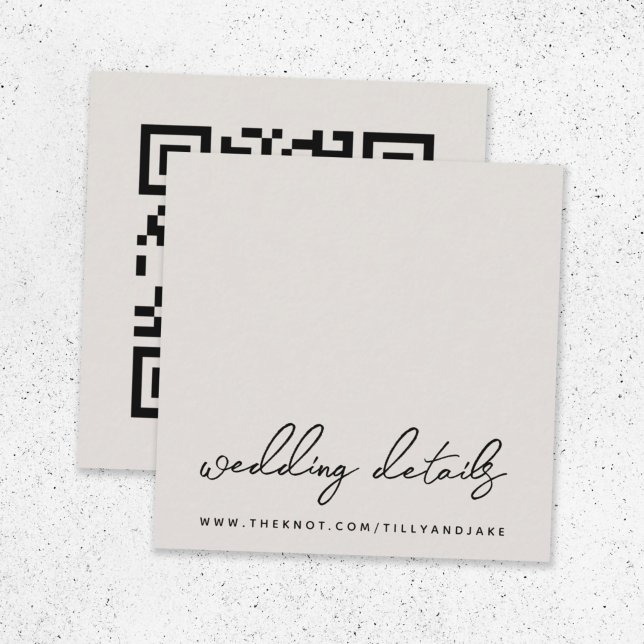 Bröllop webbplats | QR-kod Naturlig minimalistisk  Tilläggskort (Direct guests seamlessly to your wedding website using this smart minimal enclosure card)
