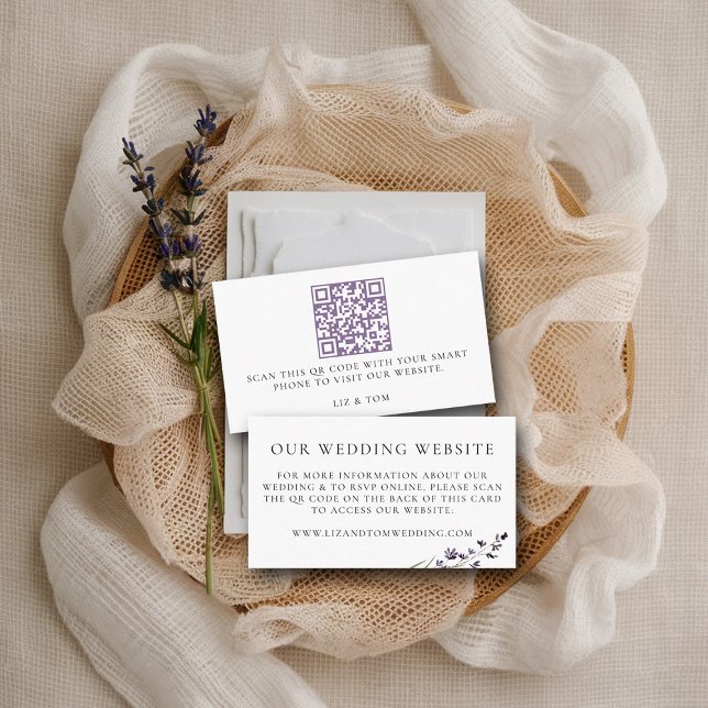 Bröllop webbplats QR-kod Rustic Lavender Bröllop Tilläggskort (lavender wedding website provence wreath modern classic elegant watercolor theme)