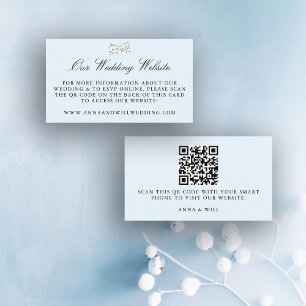 Bröllop webbplats QR kod Winter Ice Blue Bröllop Tilläggskort