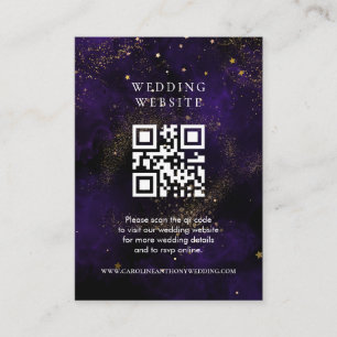 Bröllop-webbplats QR-Mörk, Lila Magic Guld Tilläggskort