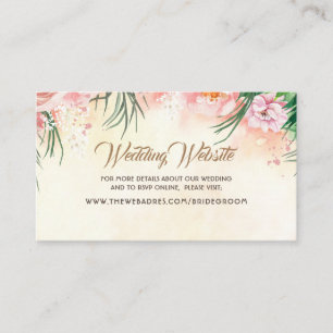 Bröllop webbplats Rosa Tropical Flowers & Handfla Visitkort
