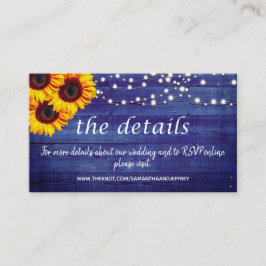 Bröllop webbplats Rustic Blue Wood Tilläggskort