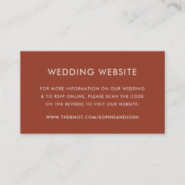 Bröllop webbplats | Terracotta Burnt Orange QR-kod Tilläggskort