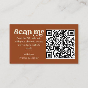 Bröllop webbplats Terracotta Retro OSA QR-kod Tilläggskort