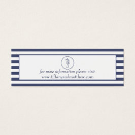 Bröllop webbplatskort | Nautisk blå sjöhäst Litet Visitkort