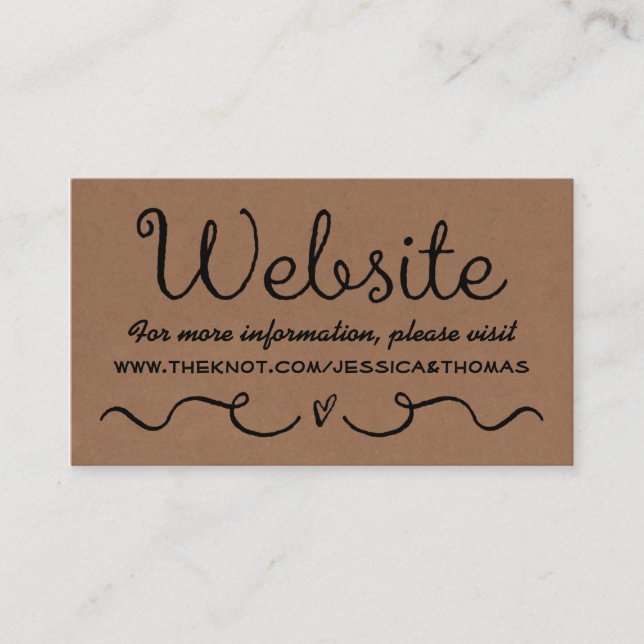 Bröllop webbplatskort | Rustic Land Kraft Tilläggskort (Framsida)