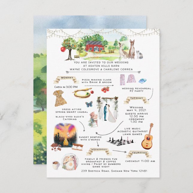 Bröllop Weekend Ashton Hills Program Inbjudan (Fram/baksida)