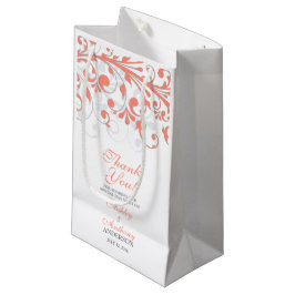 Bröllop Welcome Bag Abstrakt Blommigt Coral Grått