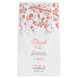 Bröllop Welcome Bag Abstrakt Blommigt Coral Grått