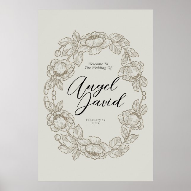 Bröllop Welcome Bohemian Poster (Framsidan)