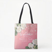 Bröllop Welcome Gift Bags Hydrangeas String Ljus