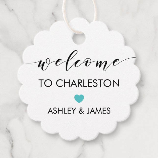 Bröllop Welcome Gift Märkres, Hotel Guests, Turqui Gåvor Etiketter (Framsida)