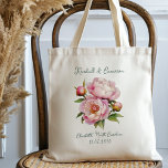 Bröllop Welcome Rosa Peonies Gift Tote Bag Tygkasse<br><div class="desc">Rosa peonier bröllop tote bags. Använda som hotellsäckar för gäster och fyll med små gåvor. Eller,  ge till brudens sida,  personalisera för gåvor. Ändra gröntens skript efter behov och överför enkelt till vilken annan säck som helst stil.</div>