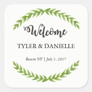Bröllop Welcome Sticker Fyrkantigt Klistermärke