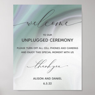 Bröllop Welcome Unplugged Dusty Jade Agate Poster