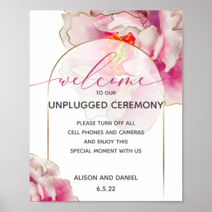 Bröllop Welcome Unplugged Scarlen Peony Blommigt Poster