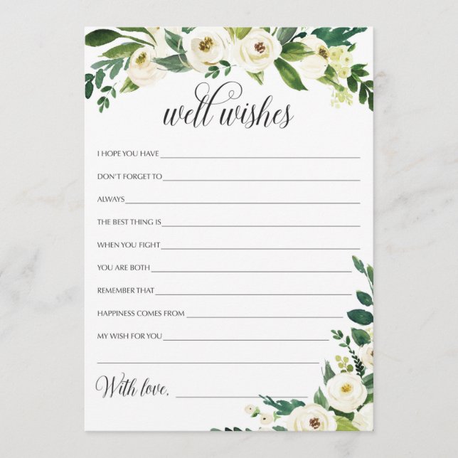 Bröllop well Önskemål Card för Bride and Groom Kort (Framsida)