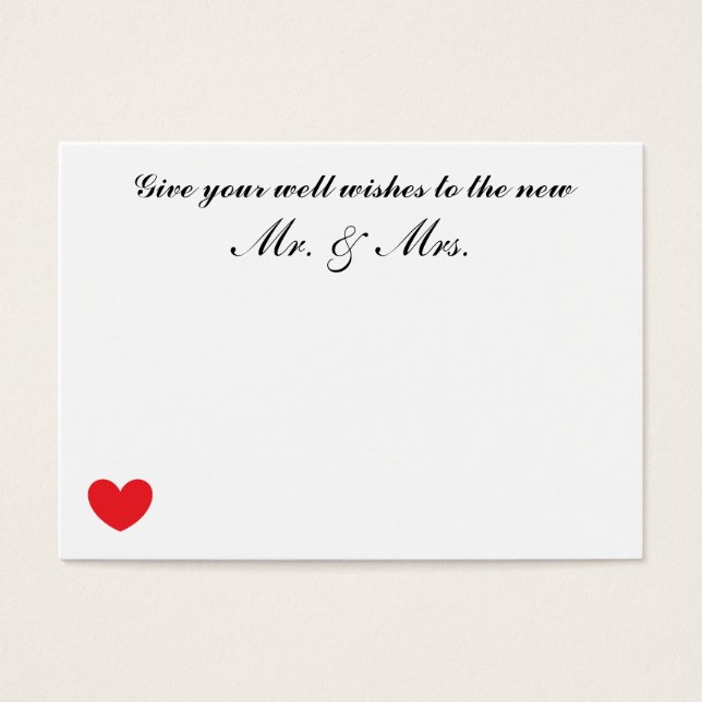 Bröllop "well Önskemål"-kort Visitkort (Framsidan)