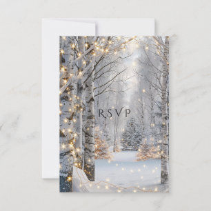 Bröllop White Birch Träd Snö Gult Ljus OSA Kort