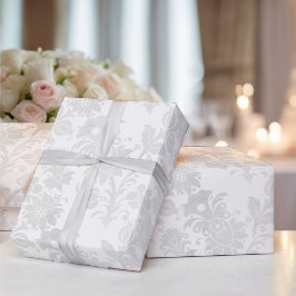 Bröllop White Damask Simple Elegance Blommigt Presentpapper
