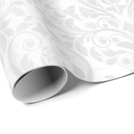 Bröllop White Damask Stylized Heart & Ro Wrappin Presentpapper
