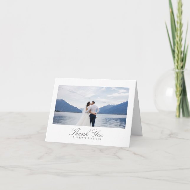 Bröllop White Grått Tack Kort (Framsida)