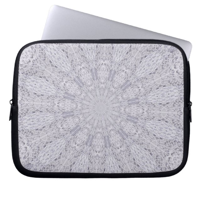 Bröllop White Snöre Mandala Kaleidoscope Abstrakt  Laptop Fodral (Framsidan)