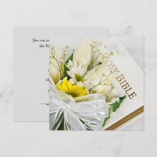 Bröllop White Tulips och Daisy på Bible Inbjudningar