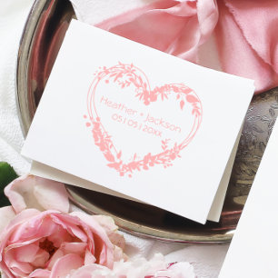 Bröllop Wildblommor Heart Namn och Date Stämpel