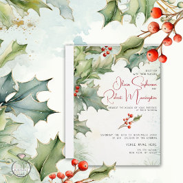 Bröllop | Winter Holly och Berries Inbjudningar