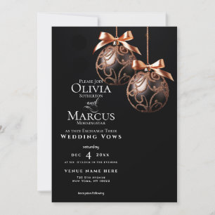 BRÖLLOP Winter Ro Guld Onyx Baubles Inbjudningar