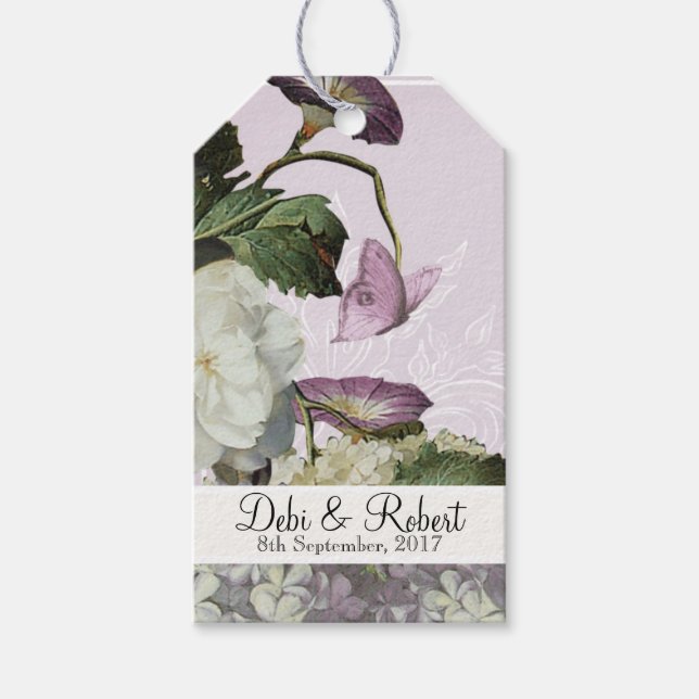 Bröllop Wish Träd Märkres God Hydrangea Presentetikett (Framsidan)