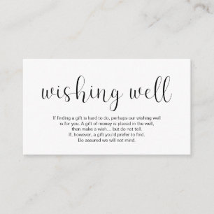 Bröllop Wishing-brunn, minimal design, svart tecke Tilläggskort
