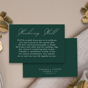 Bröllop Wishing well Calligraphy Emerald Grönt Tilläggskort