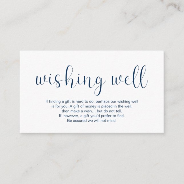 Bröllop Wishing well, Minimal design, Flottans blå Tilläggskort (Framsida)
