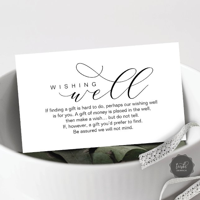 Bröllop Wishing well, Modern elegans minimal Tilläggskort (Wedding Wishing Well, Modern elegance minimal Enclosure Card)