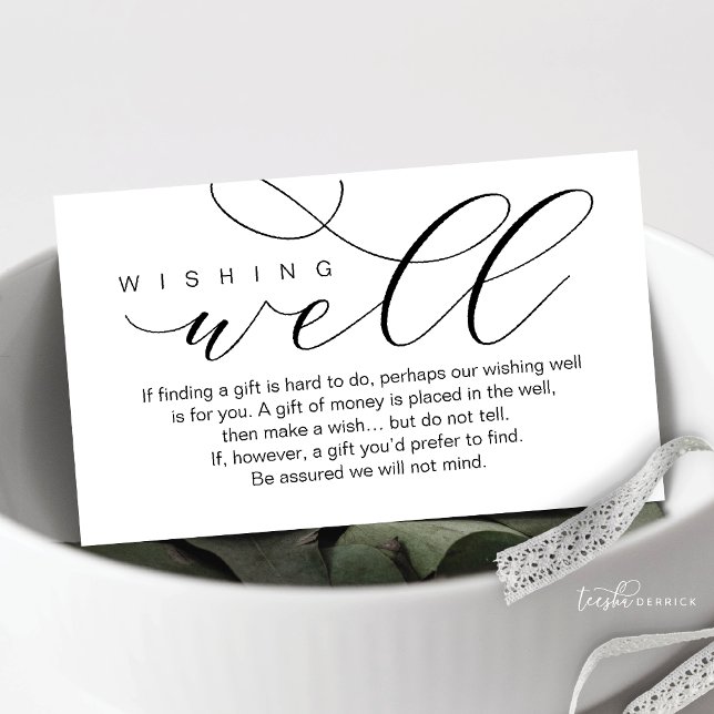 Bröllop Wishing well, Modern elegans minimal Tilläggskort (Wedding Wishing Well, Beautiful Elegance Luxury Enclosure Card)